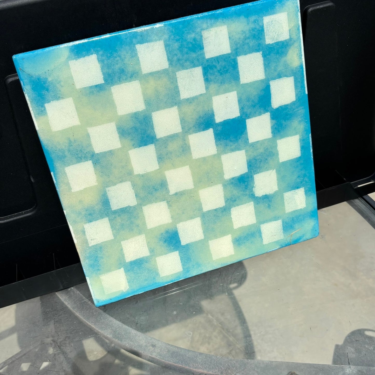 Cloudy Sky Blue - Resin Coated Chess Board