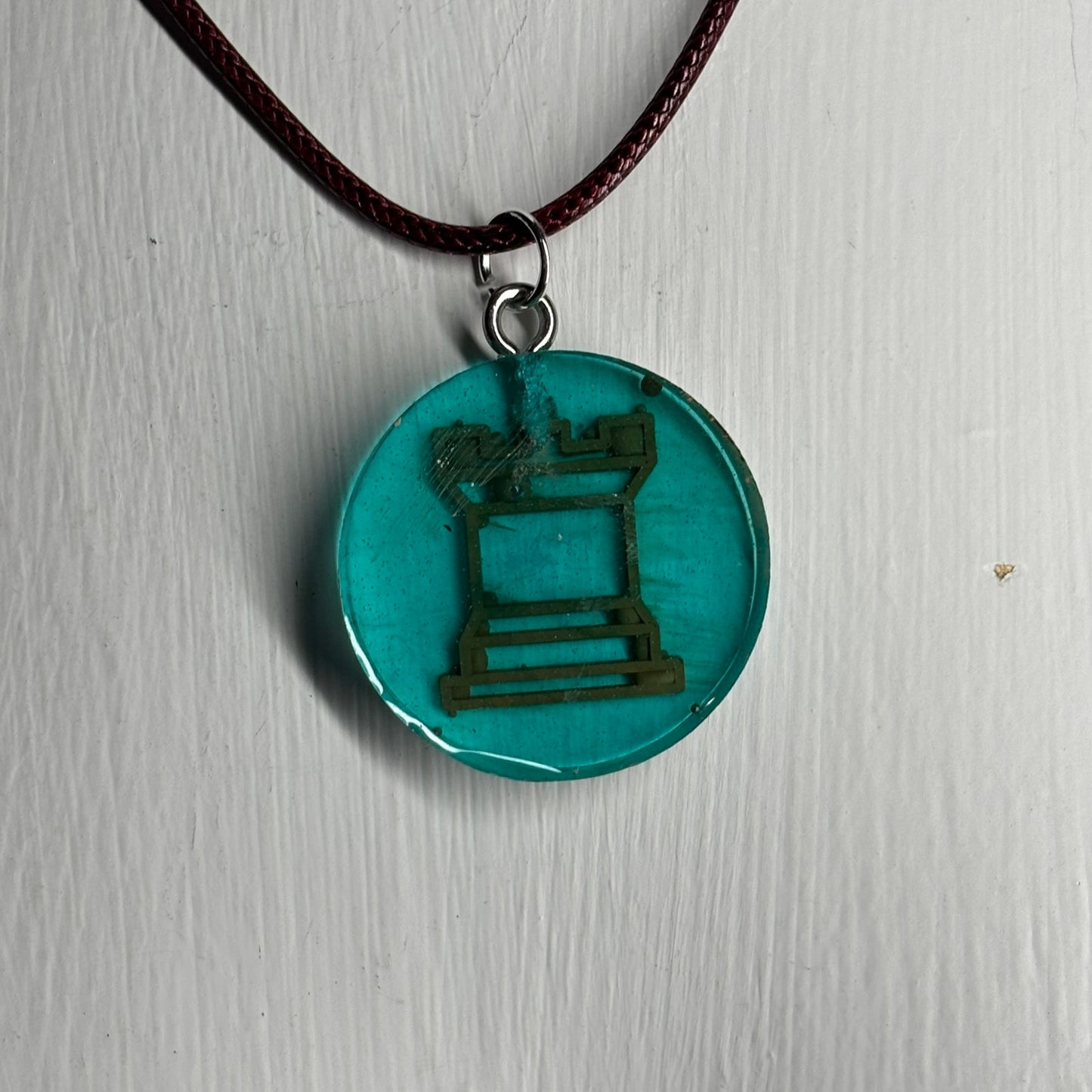 Miami Orange Rook - Handmade Resin Chess Necklace