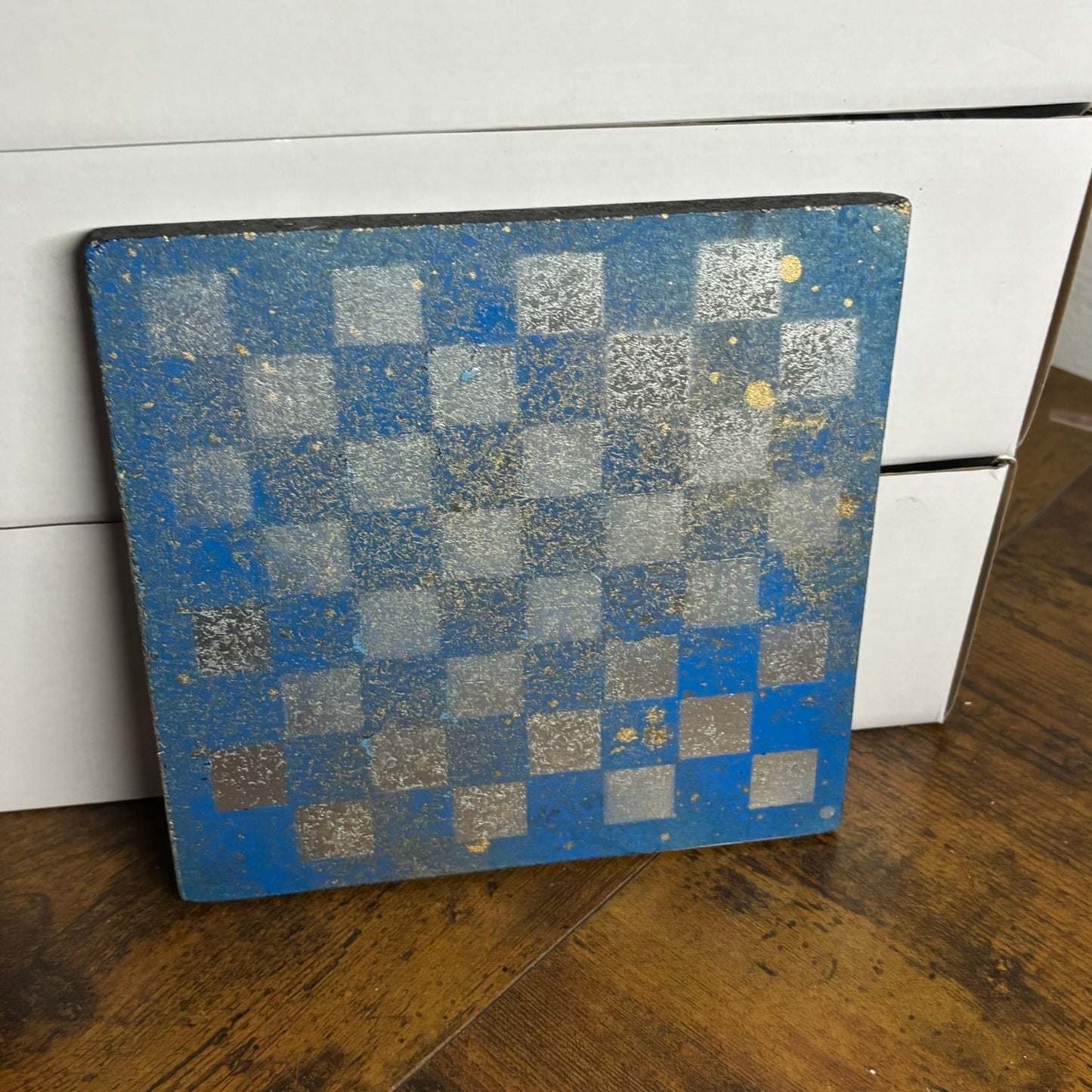 Golden Purple Blue - Painted Double Sided Chess Board