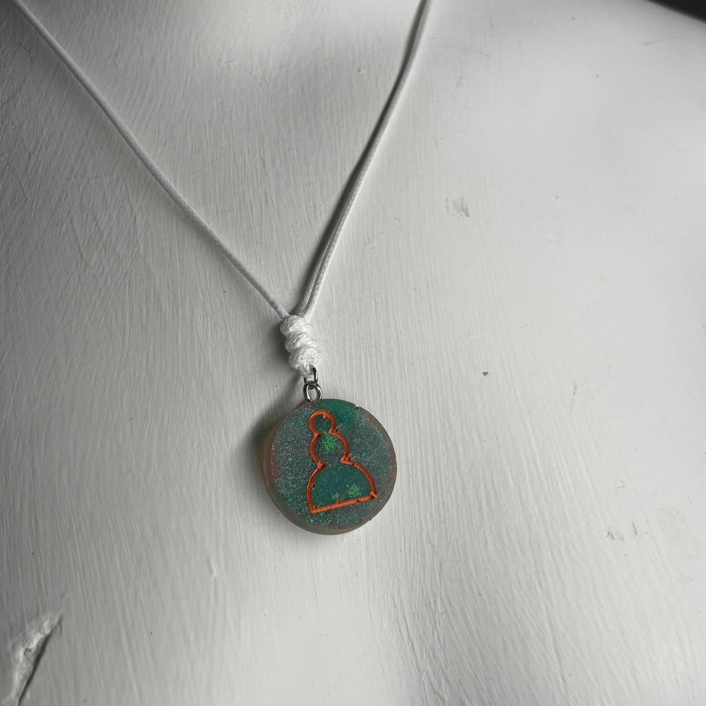 Aqua Green Pawn - Handmade Resin Chess Necklace