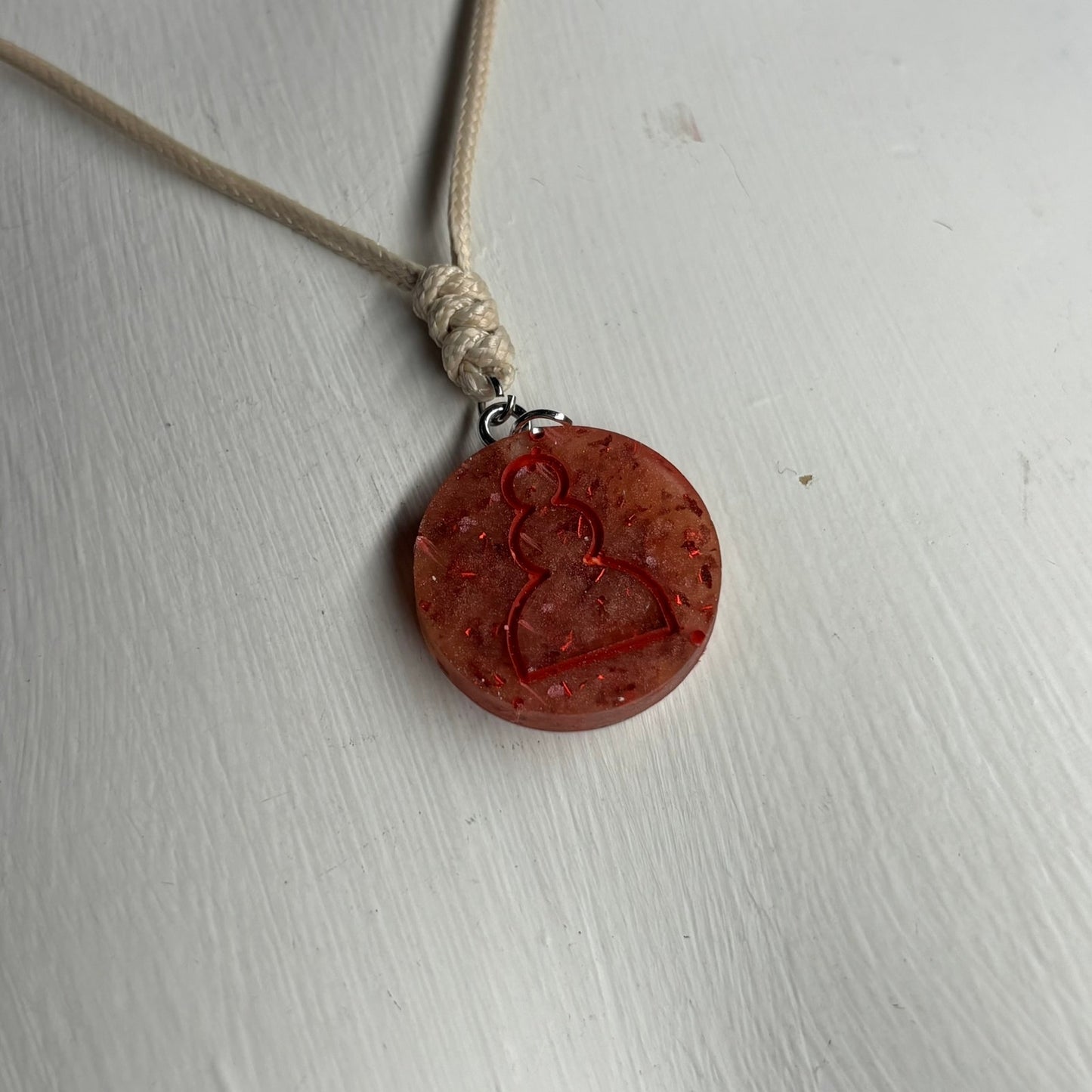 Fire Red Pawn - Handmade Resin Chess Necklace