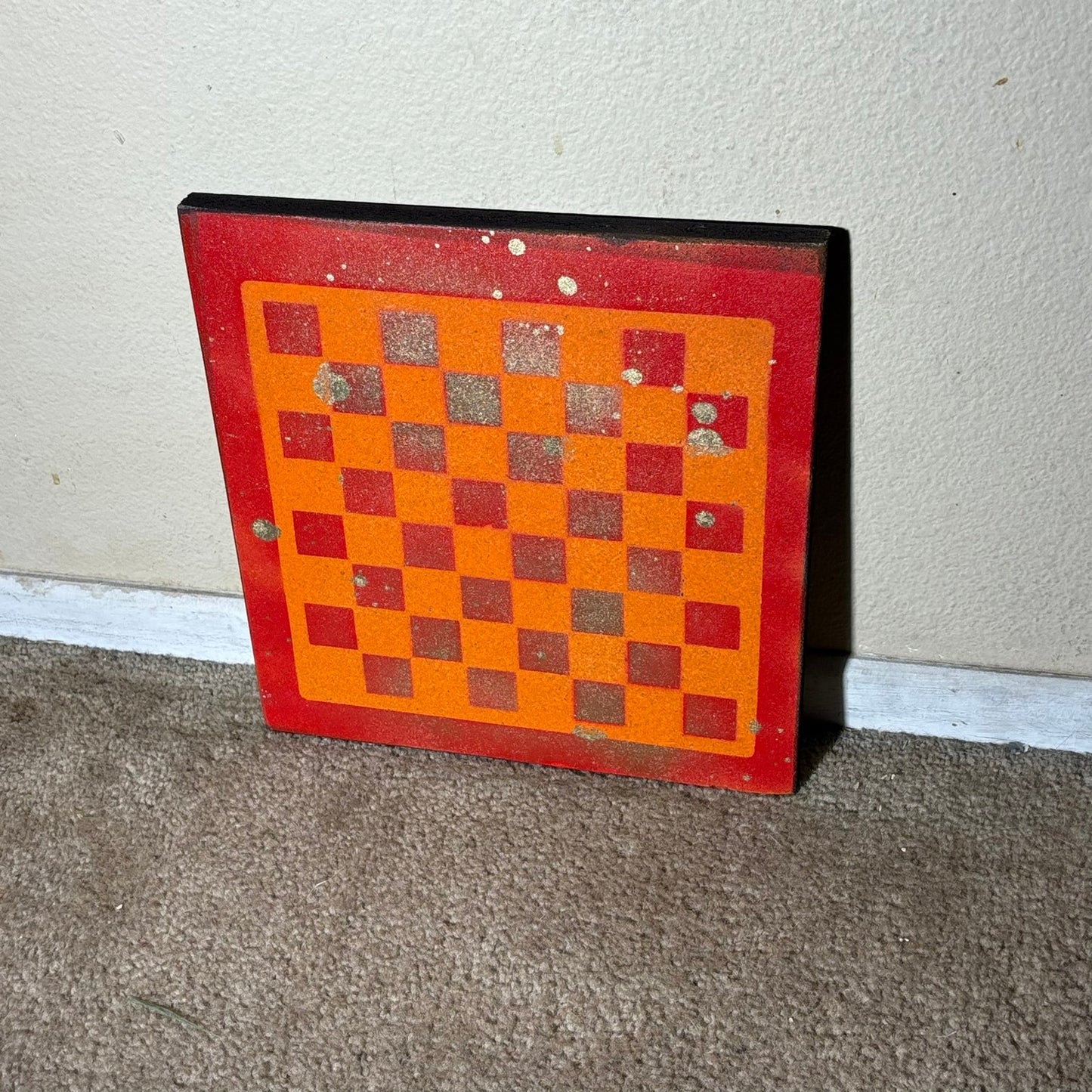 Red Orange Fire - Painted Chess Board