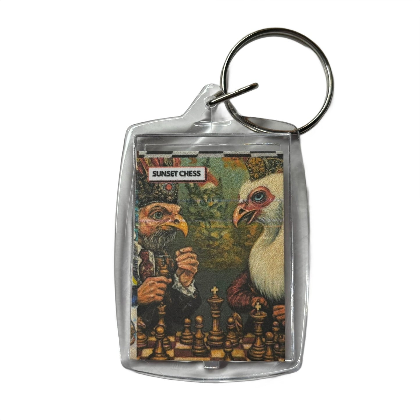 Chickens At Work - Chess  Photo Keychain