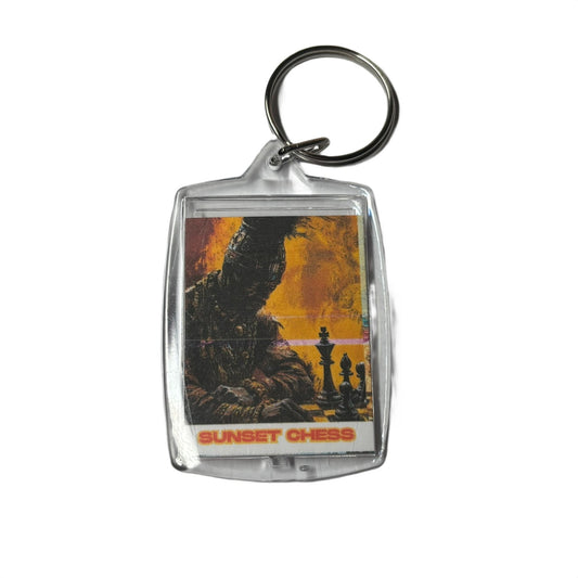 Lone Warrior - Sunset Chess Photo Keychain