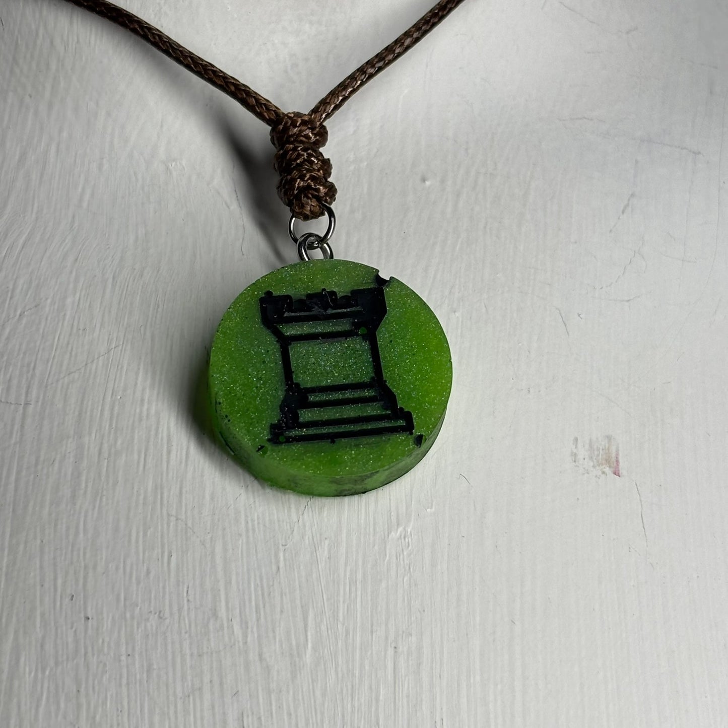 Green Rook - Handmade Resin Chess Necklace