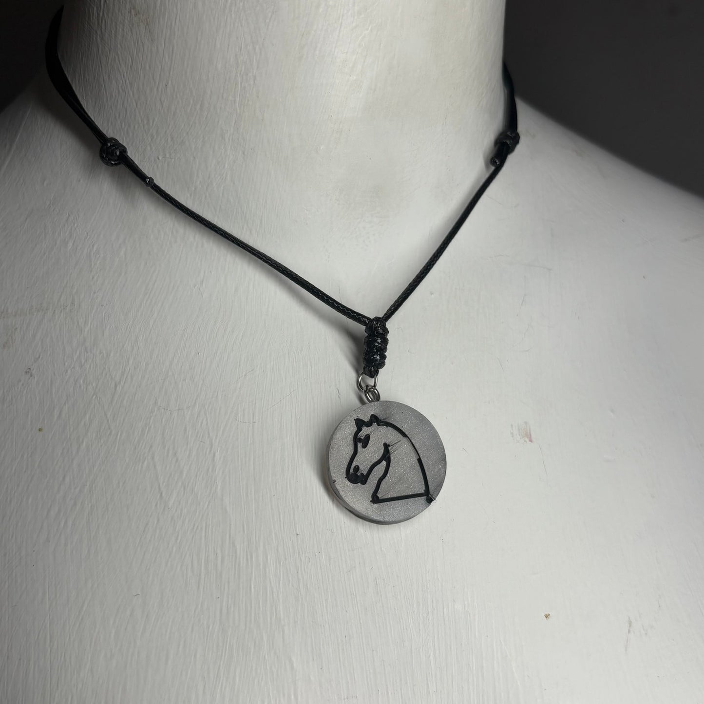 Silver Knight - Handmade Resin Chess Necklace