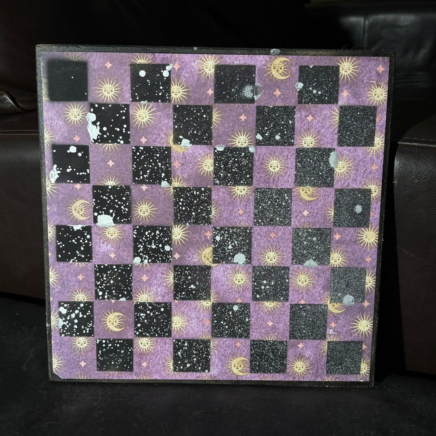 Purple Mini Moons - Scrapbook Chess Board