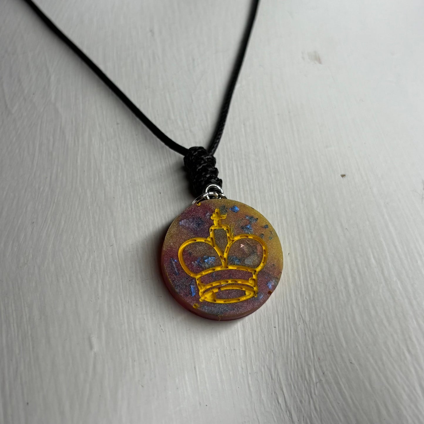 Cosmic Retro King - Handmade Resin Chess Necklace