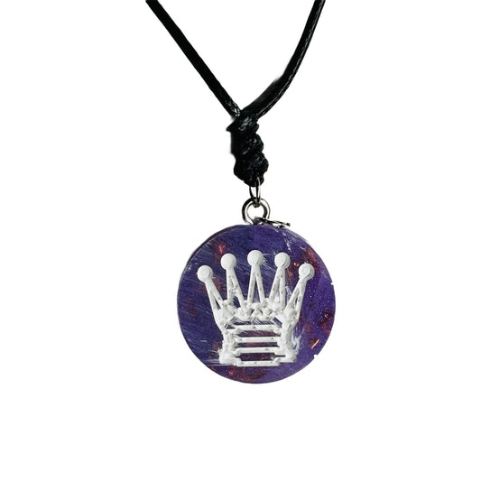 Purple Queen - Handmade Resin Chess Necklace