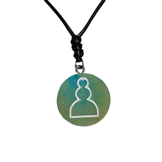 Blush Green Pawn - Handmade Resin Chess Necklace