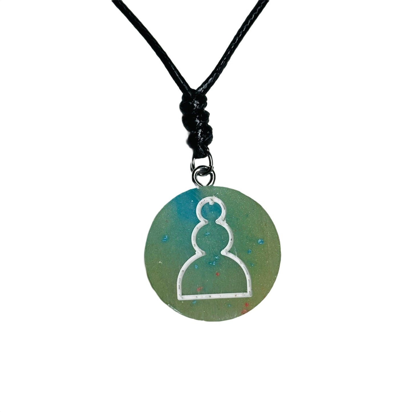 🎁 Blush Green Pawn - Handmade Resin Chess Necklace (100% off)