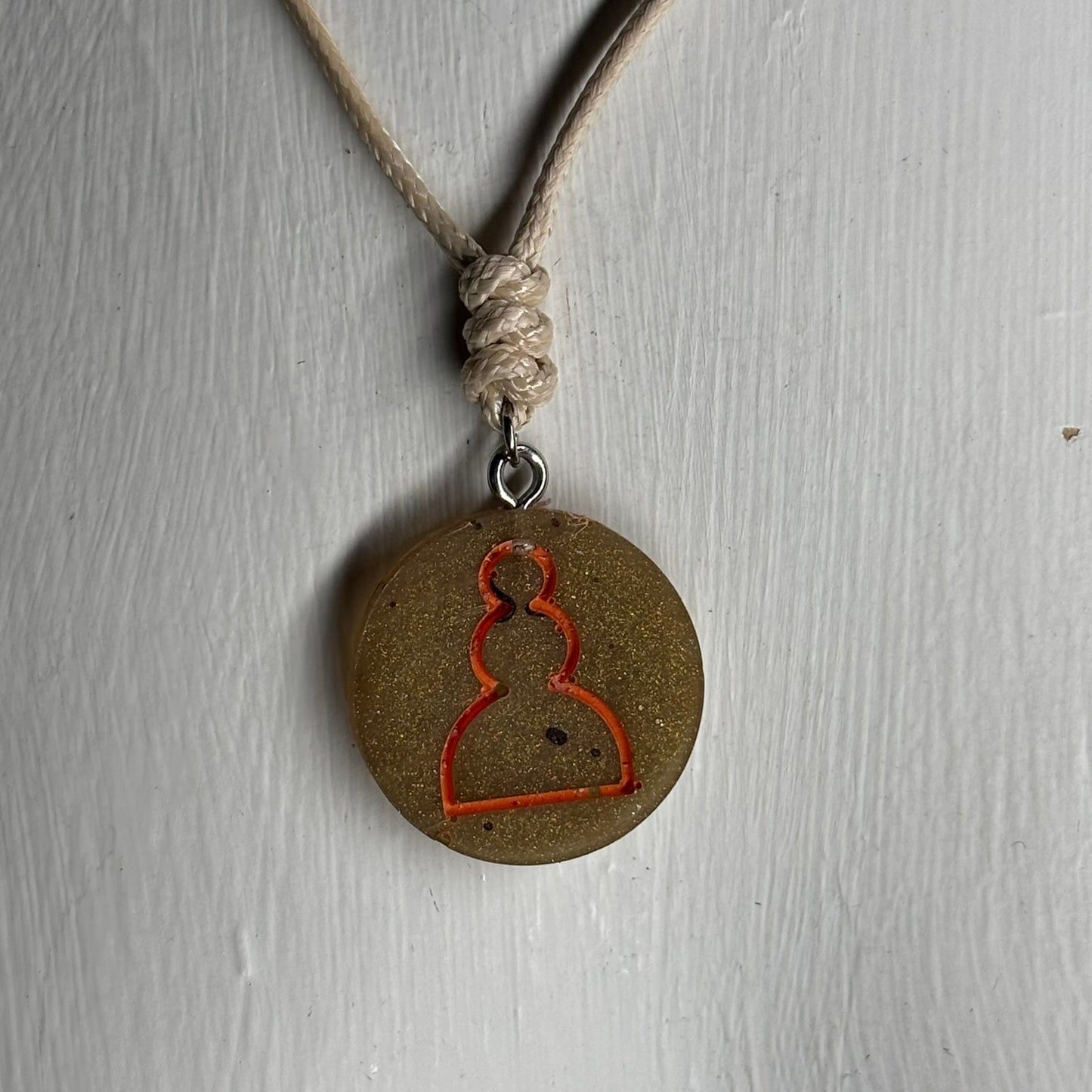 Yellow Cream Pawn - Handmade Resin Chess Necklace