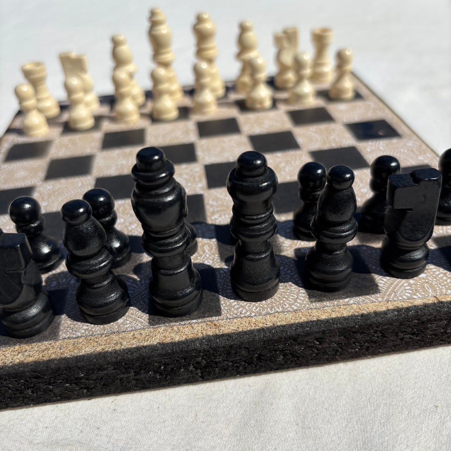 Vintage Cream Pattern - Scrapbook Chess Set