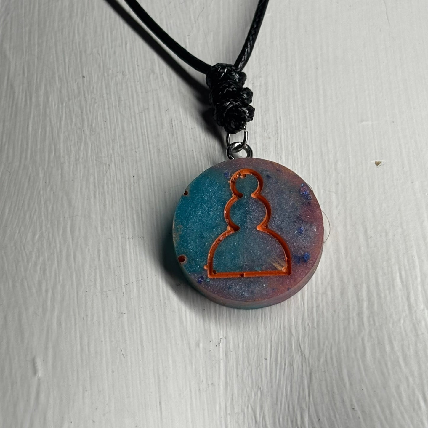Cosmic Pawn - Handmade Resin Chess Necklace