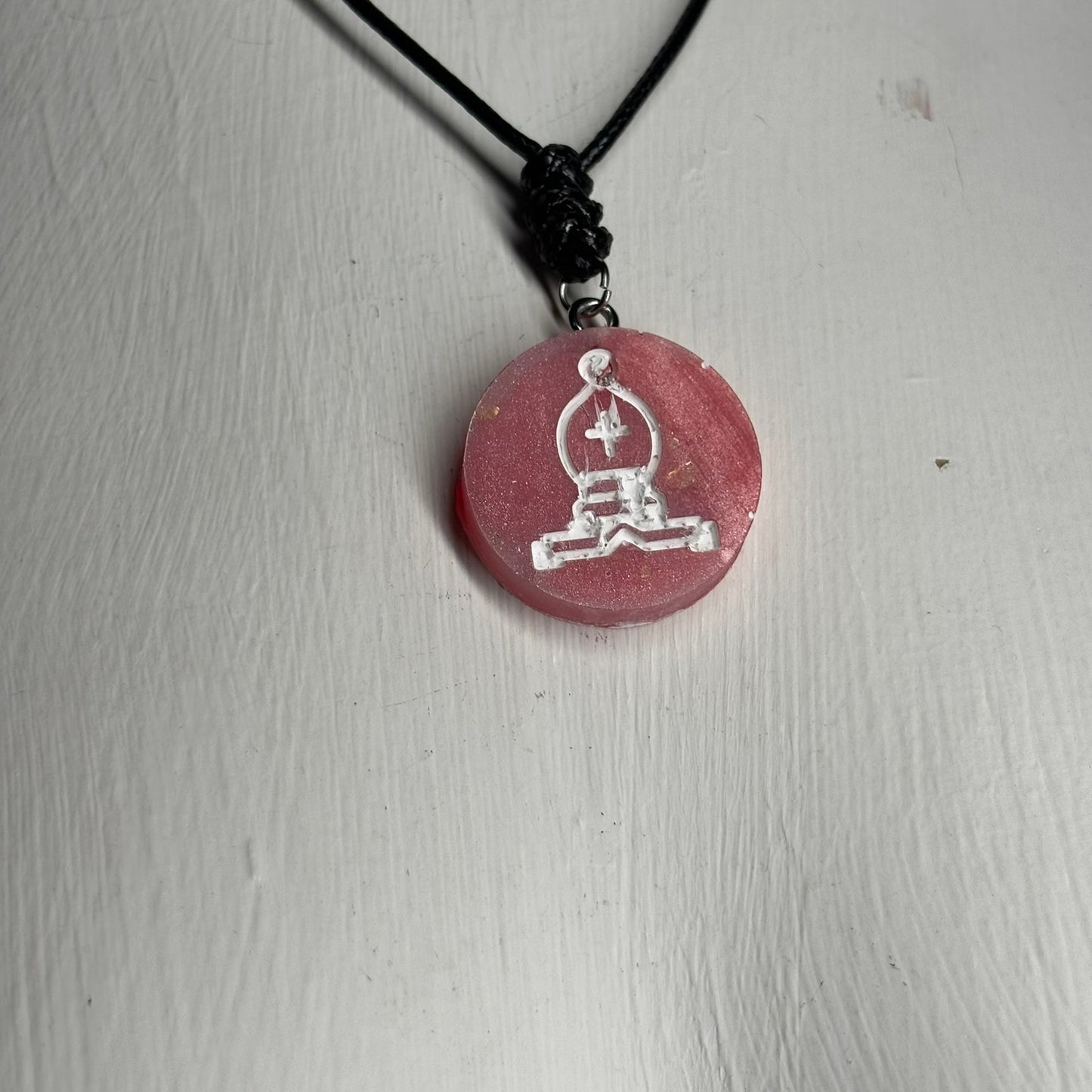 Candy Red Bishop - Handmade Resin Chess Necklace - Flat Edition
