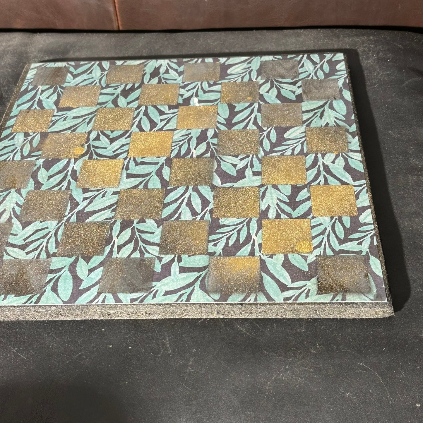 Golden Leaf Pattern - Scrapbook Chess Board