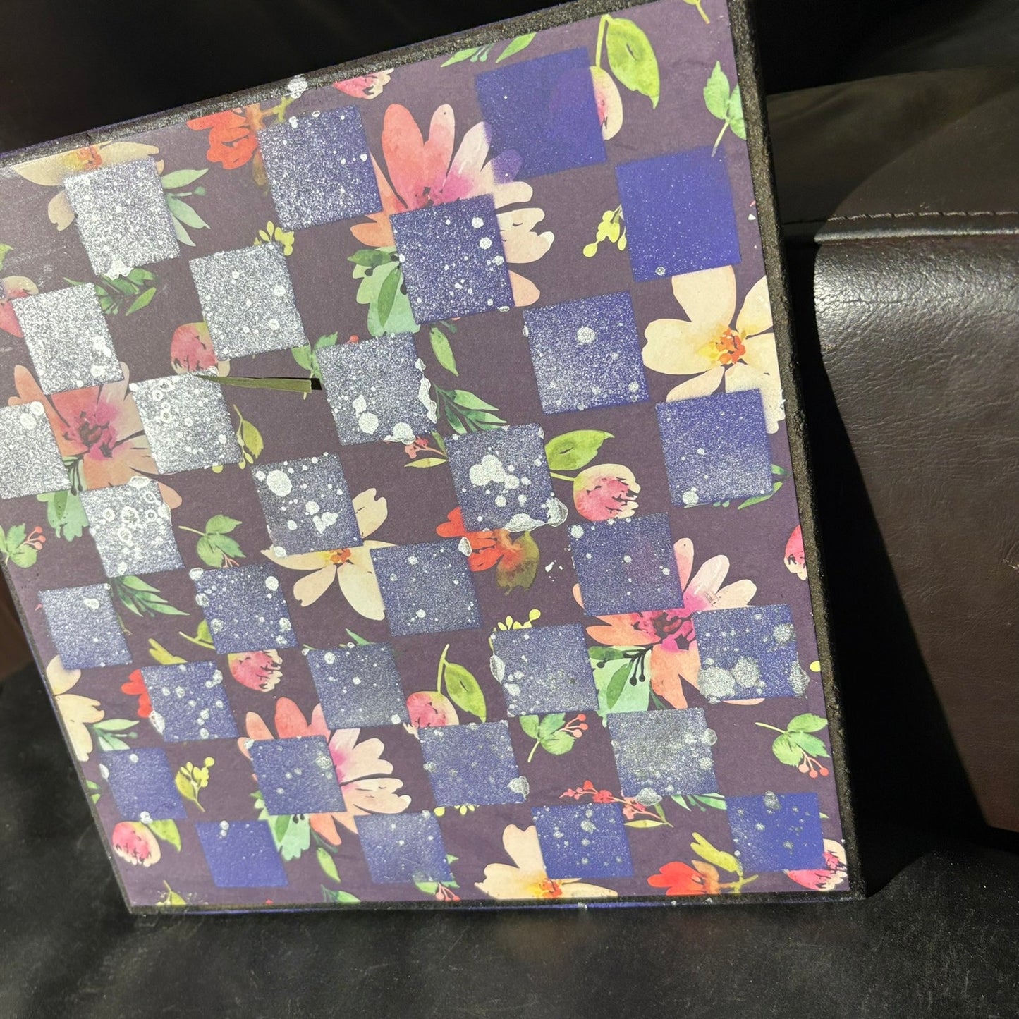 Purple Flush Flowers - Scrapbook Chess Board