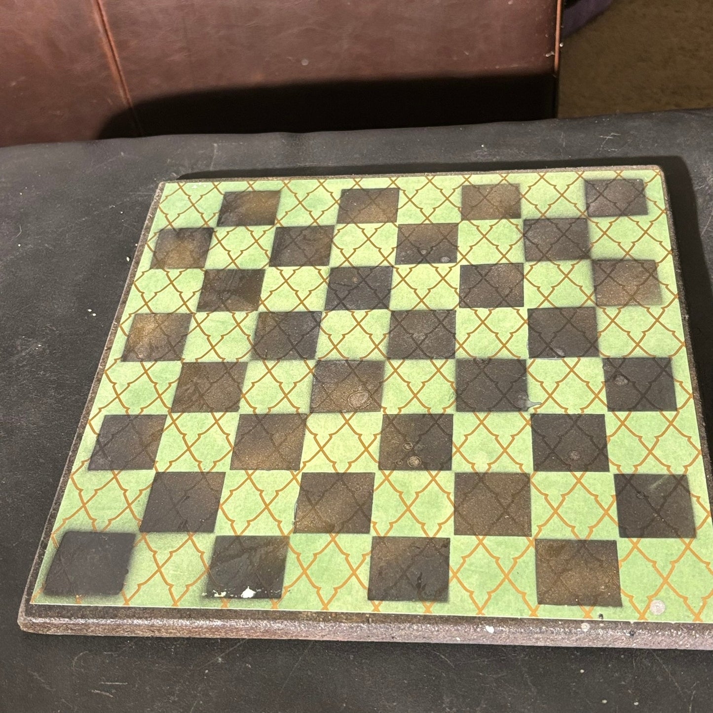 Gold Striped Green - Scrapbook Chess Set