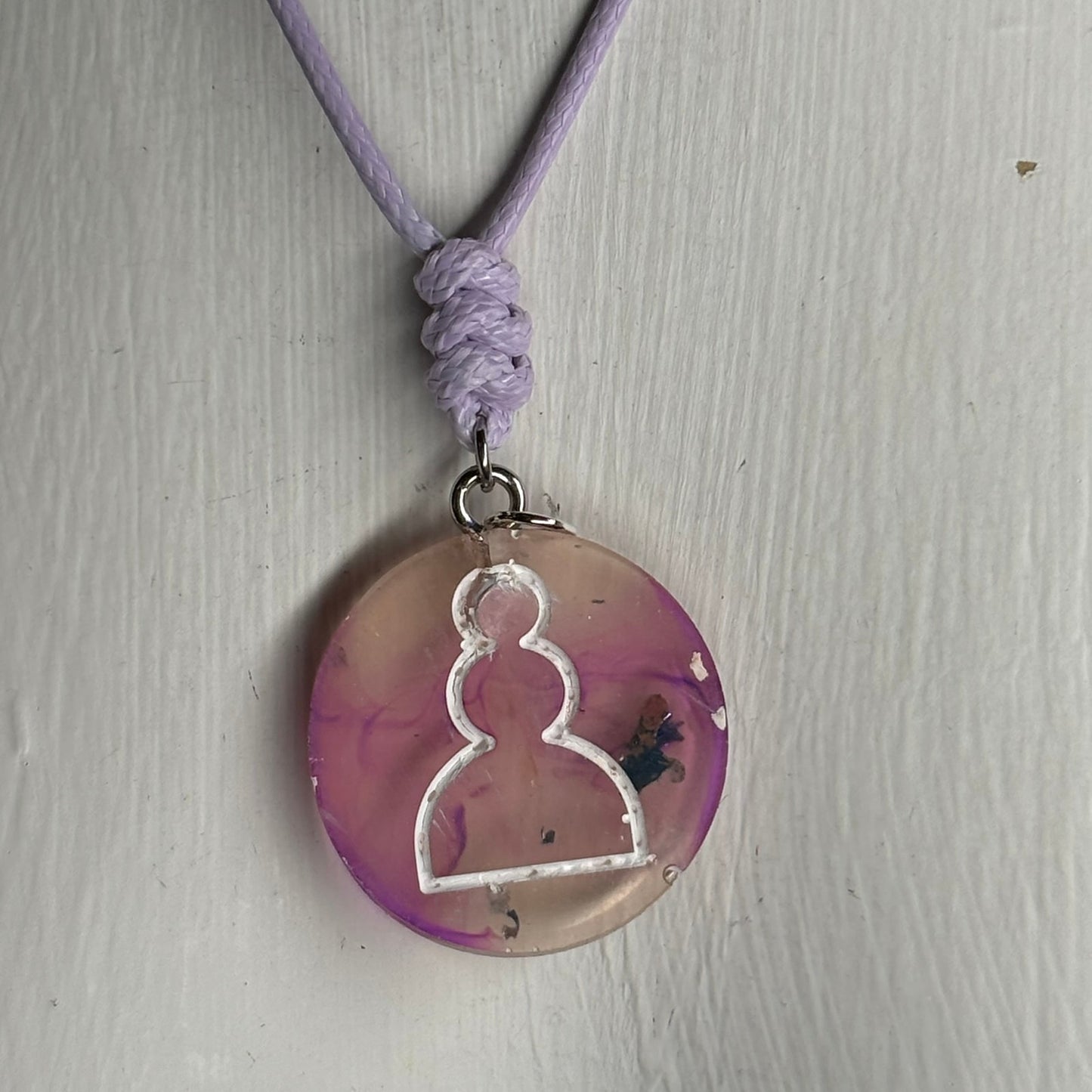 Cosmic Pink Pawn - Handmade Resin Chess Necklace