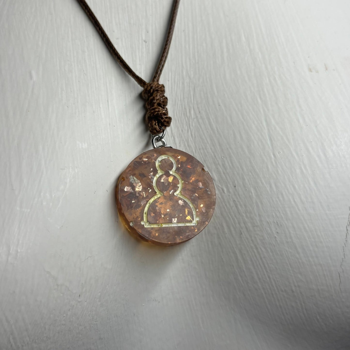 Brown Amber Pawn - Handmade Resin Chess Necklace