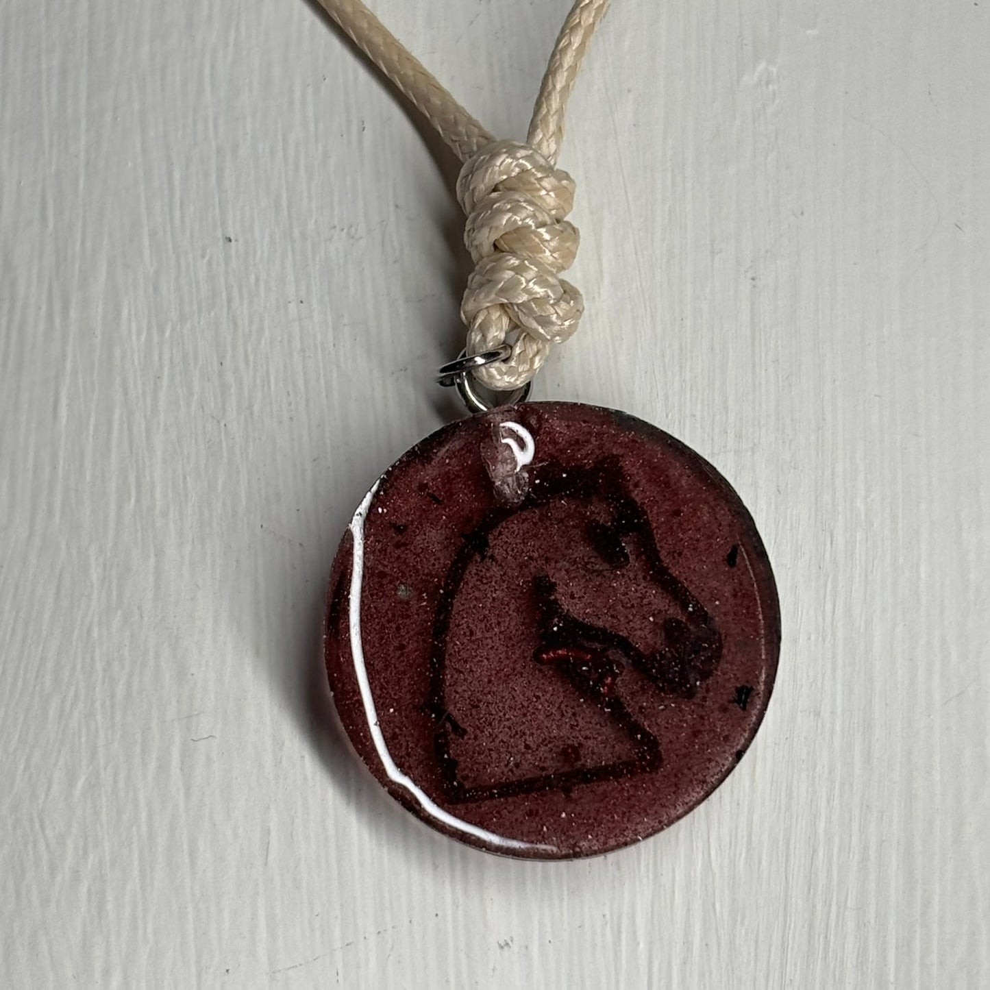 Royal Brown Knight - Handmade Resin Chess Necklace