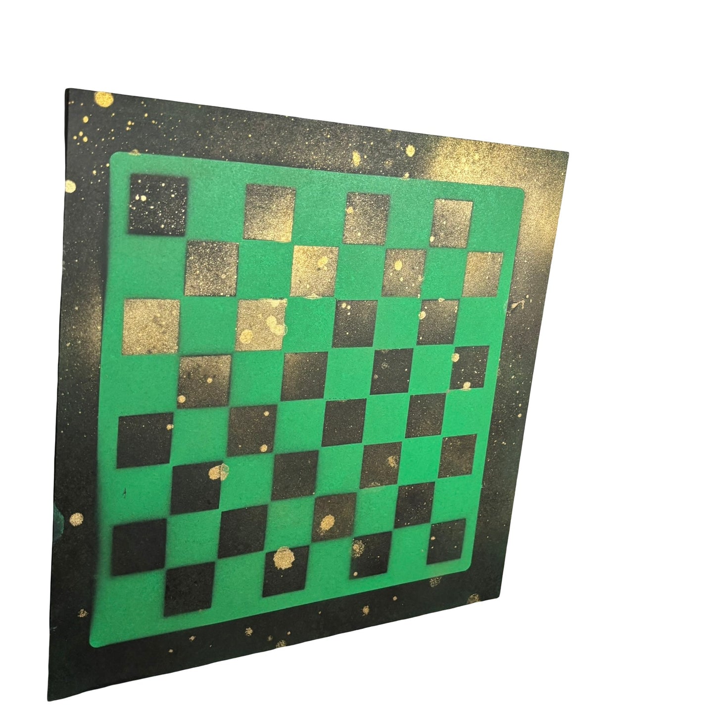 Golden Green & Black - Painted Chess Board
