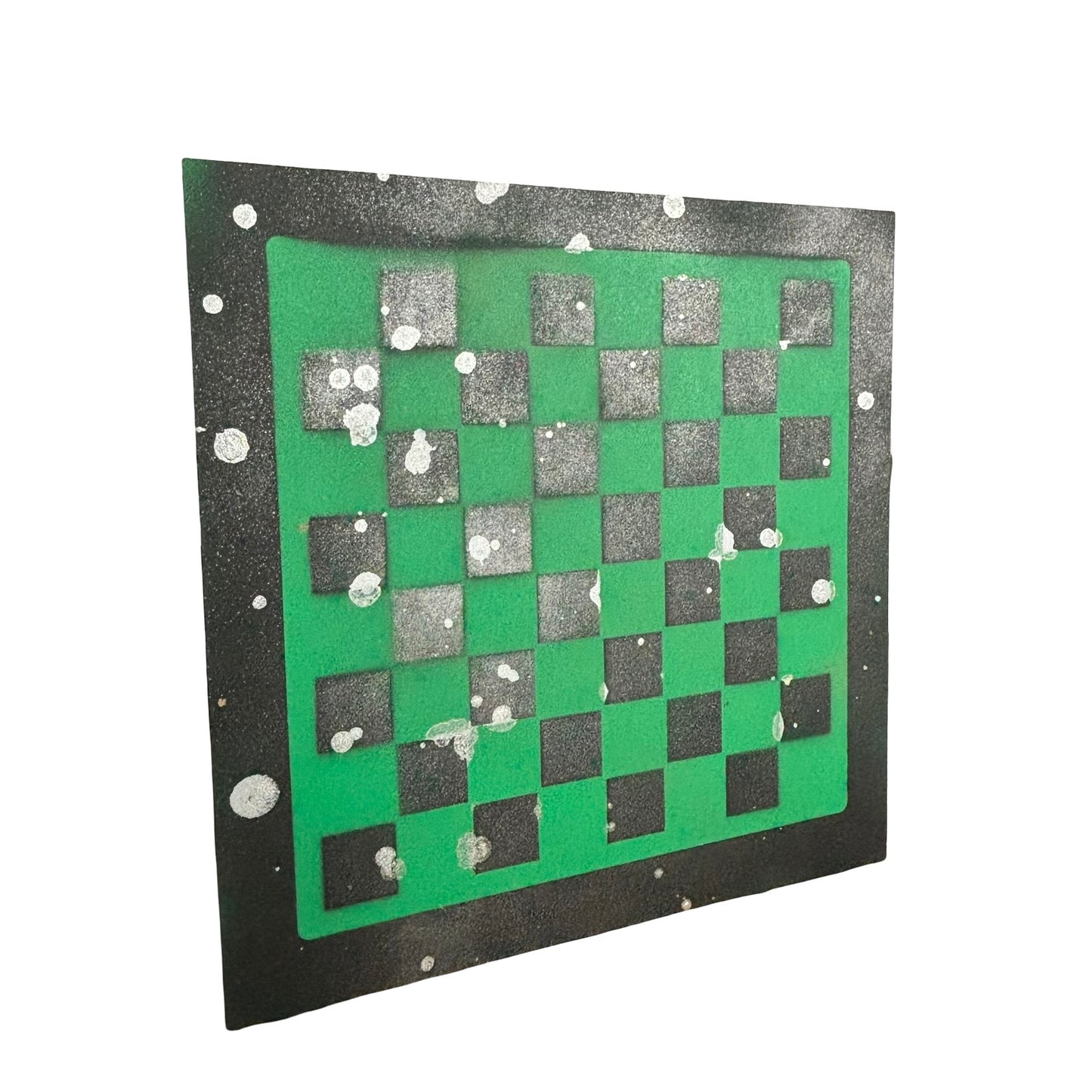 Chrome Green & Black - Painted Chess Board