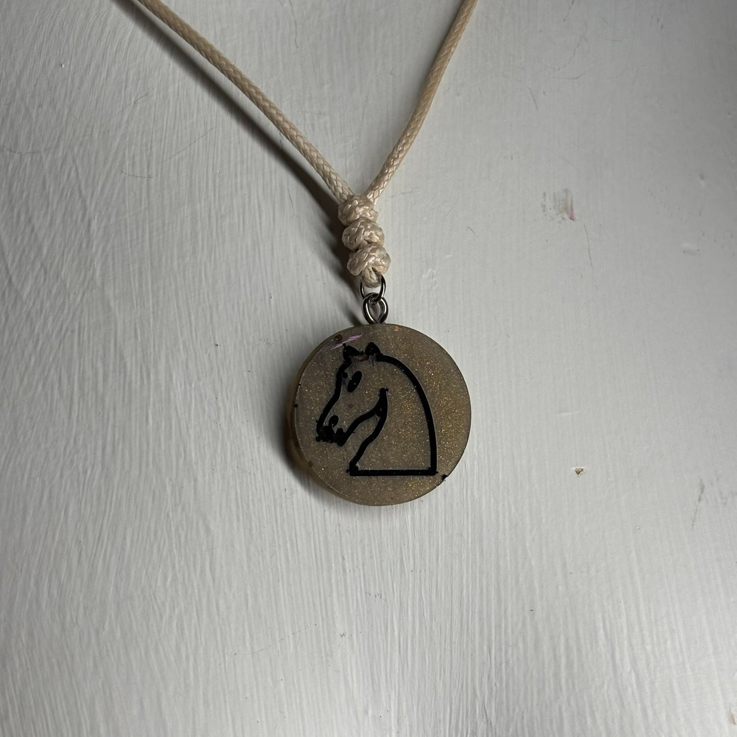 Dark Brown Knight - Handmade Resin Chess Necklace