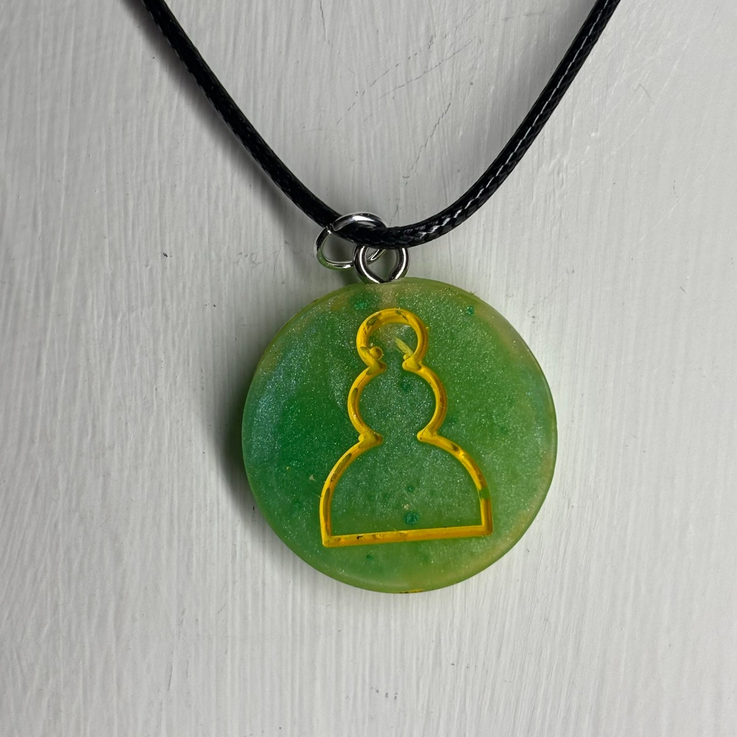 Green Forest Pawn - Handmade Resin Chess Necklace