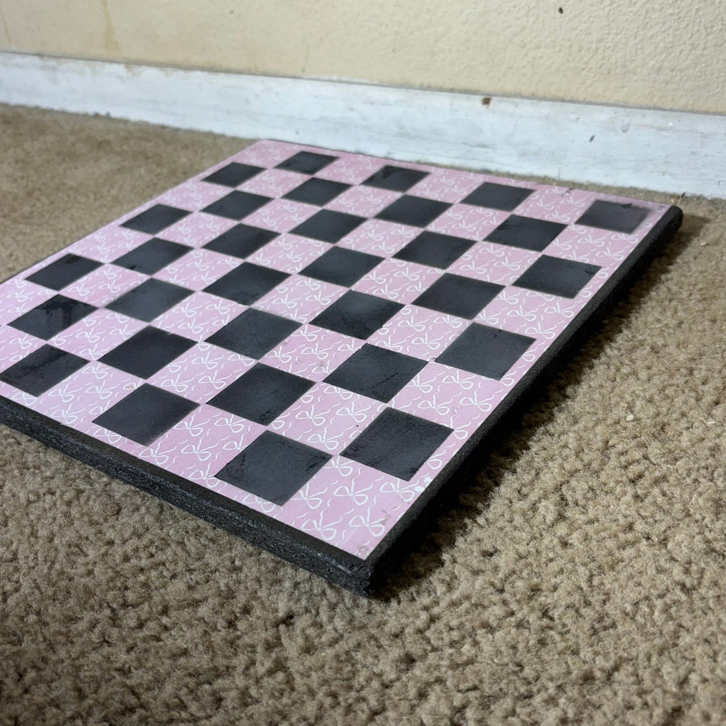 Pink Bows - Scrapbook Chess Board