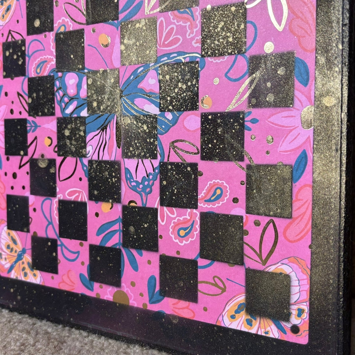 Pink Butterfly- Scrapbook Chess Board