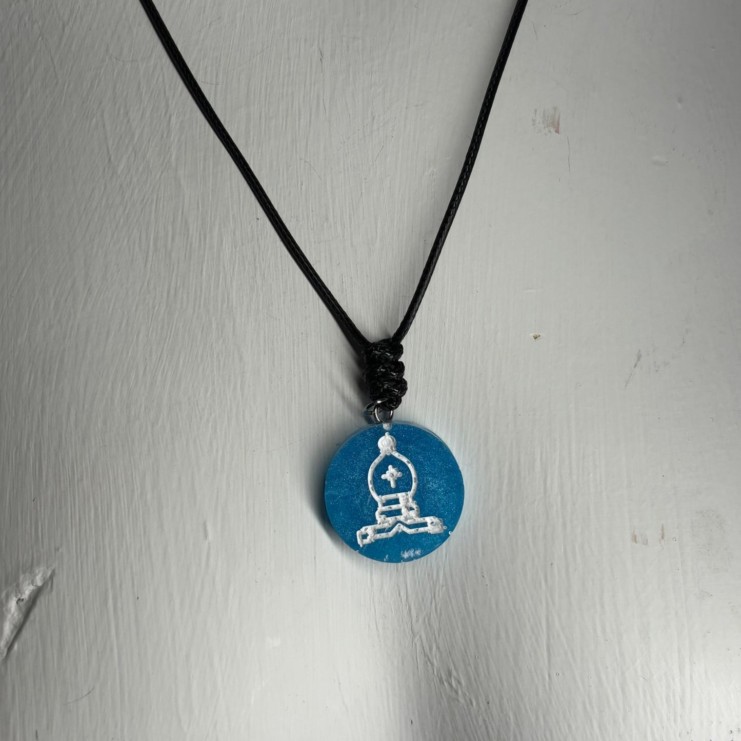 Blue Bishop - Handmade Resin Chess Necklace
