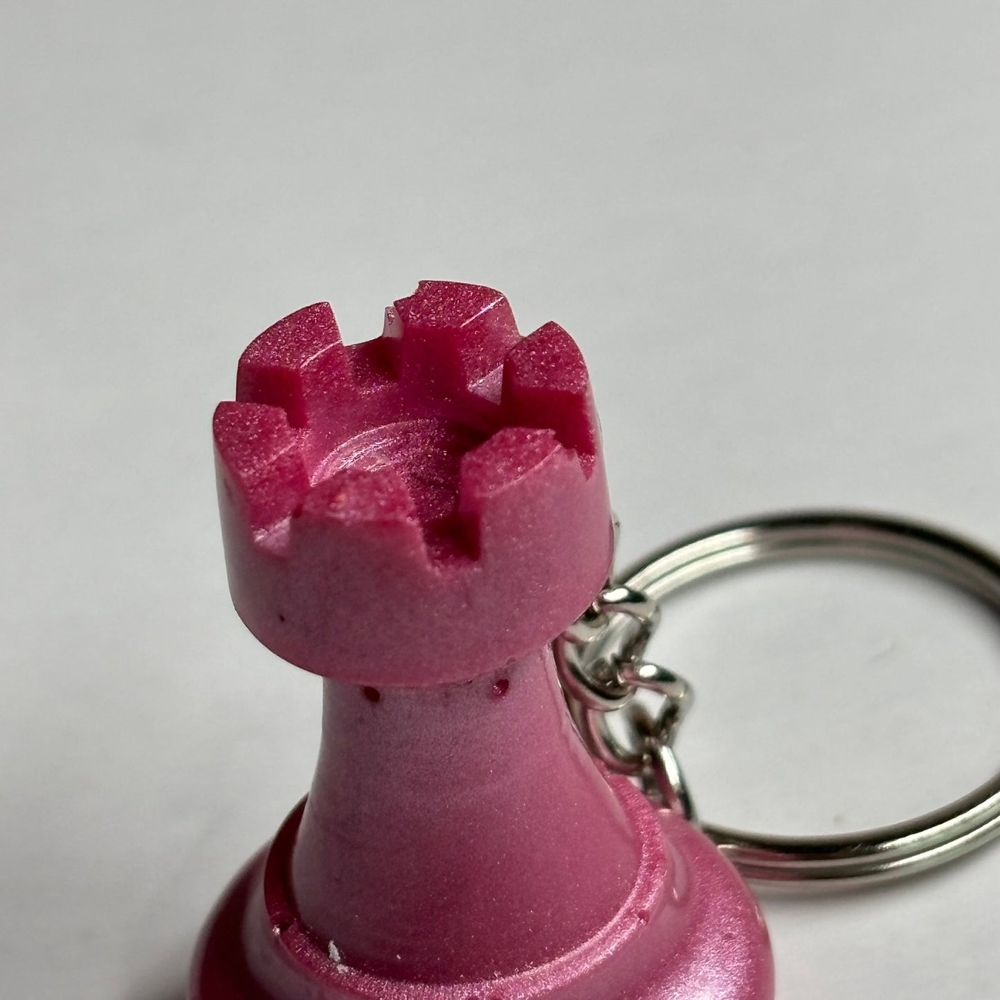 Solid Pink Rook - Handmade Resin Keychain
