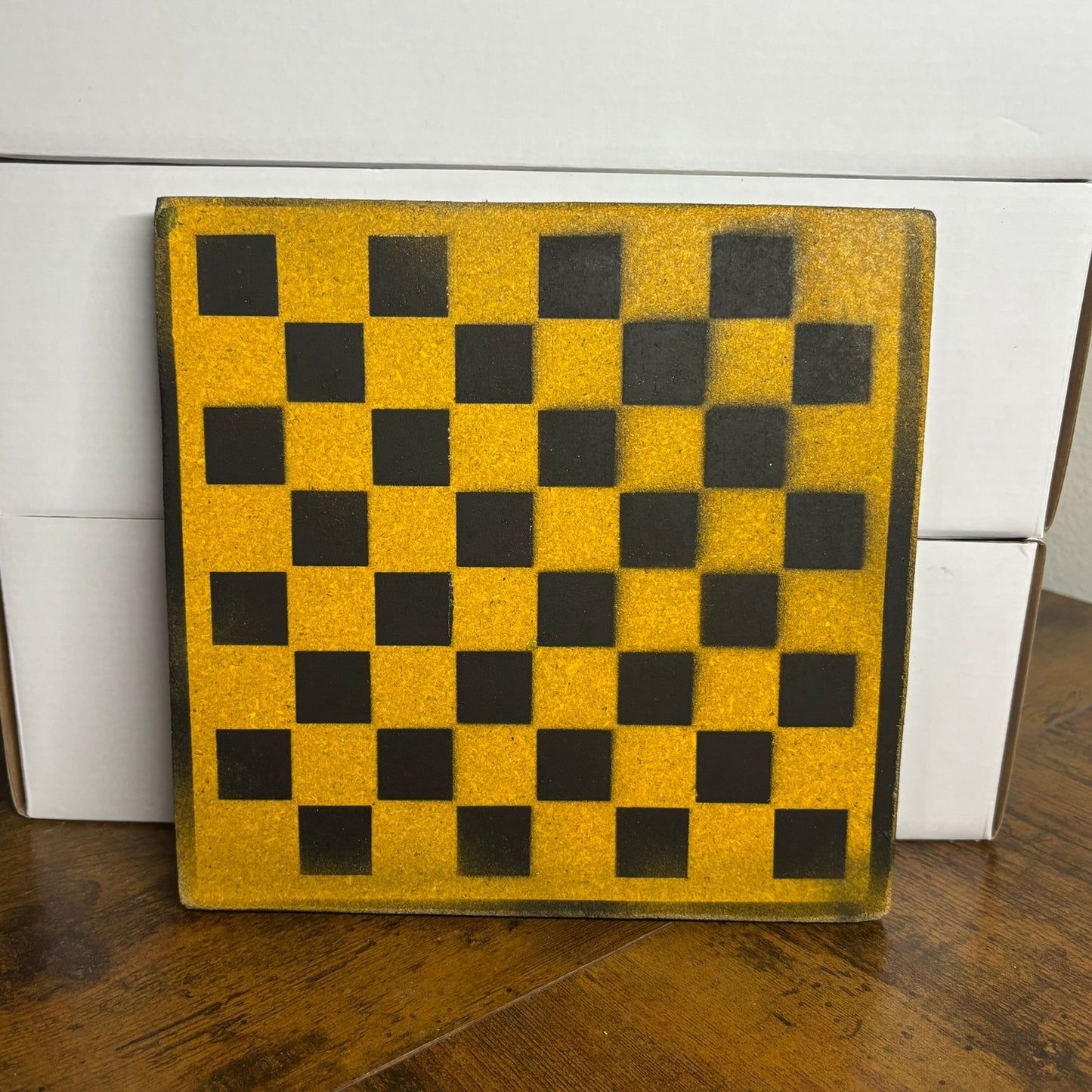 Yellow & Black - Painted Double Sided Chess Board