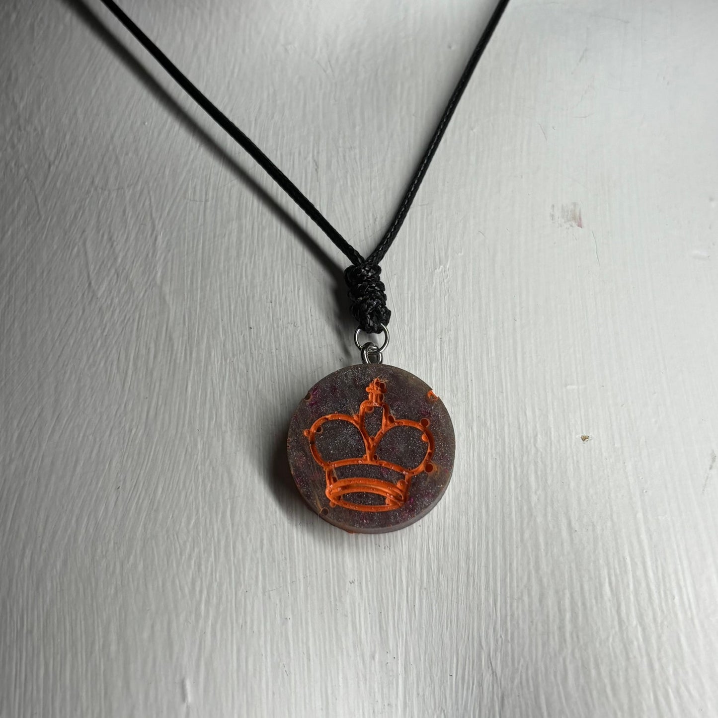 Purple Orange King - Handmade Resin Chess Necklace