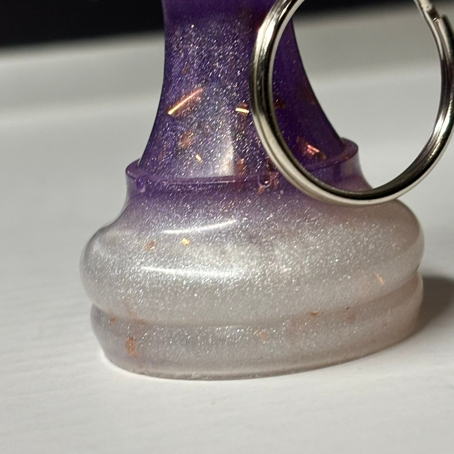 Crystal Bottom Purple Bishop - Handmade Resin Keychain - Large Edition