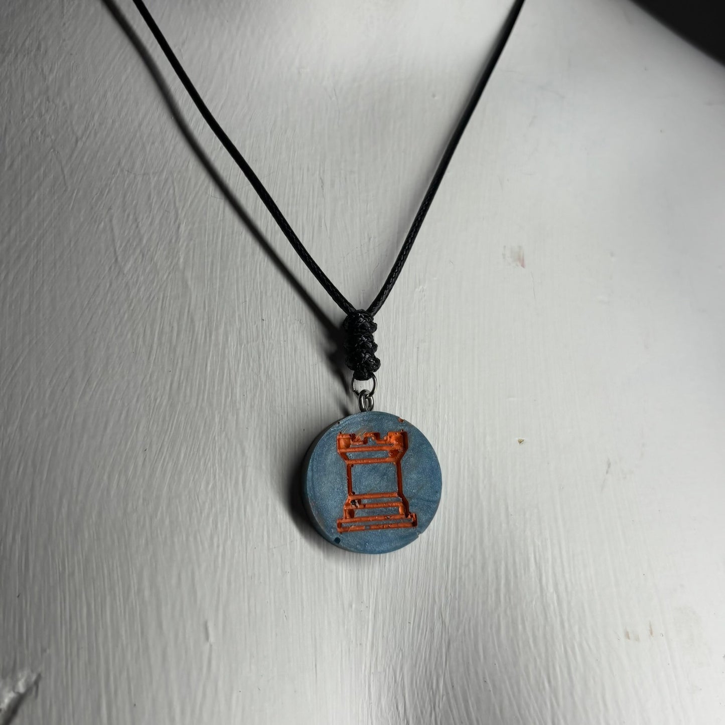 Orange Rook - Handmade Resin Chess Necklace