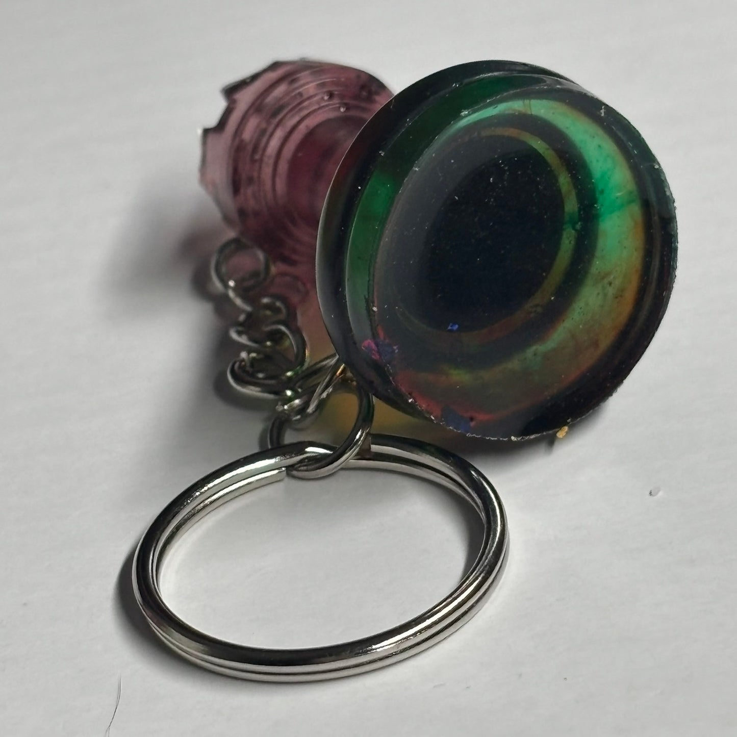 Green/Violet Rook - Handmade Resin Keychain