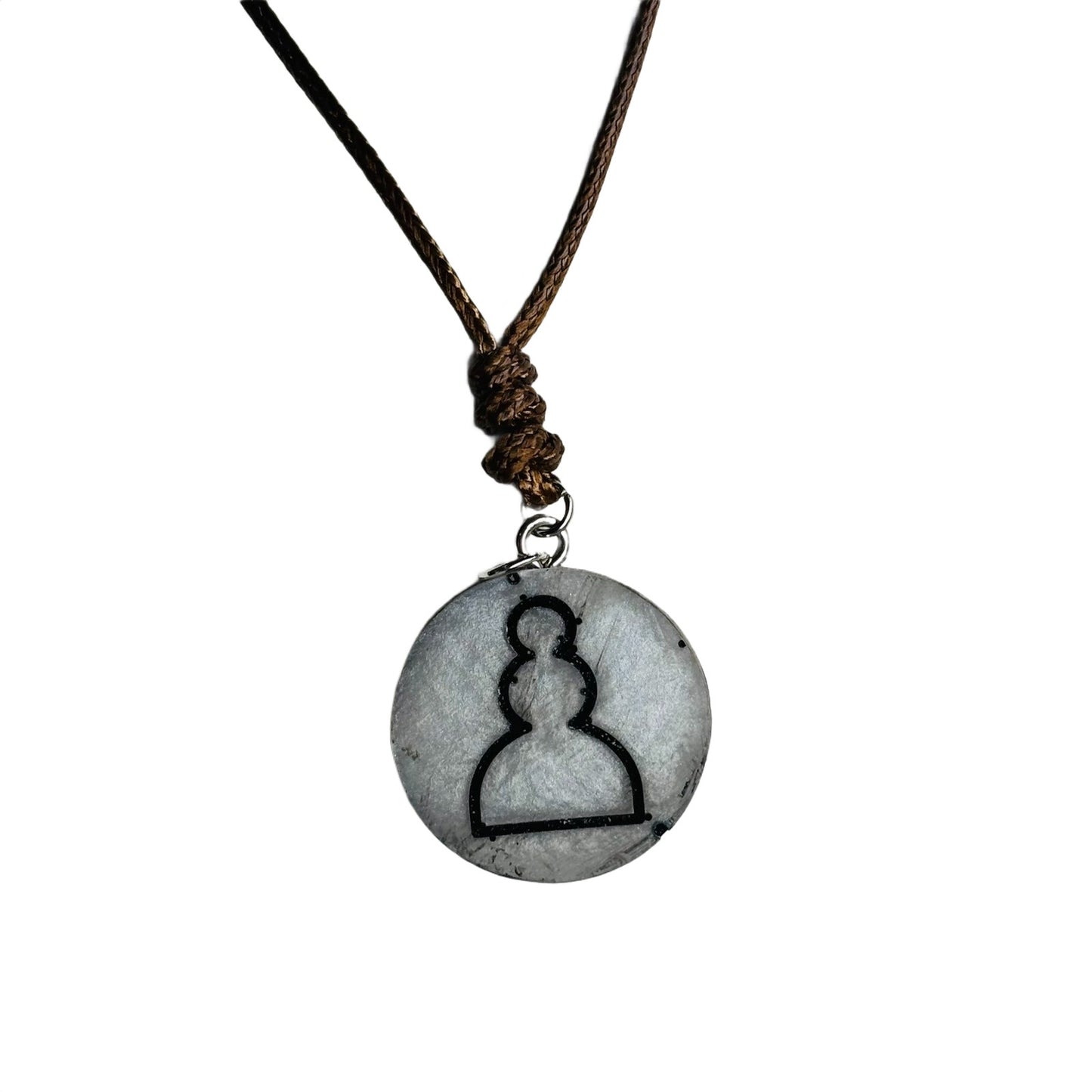 Vintage Gray Pawn - Handmade Resin Chess Necklace