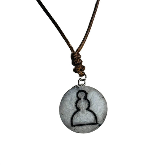 Vintage Gray Pawn - Handmade Resin Chess Necklace