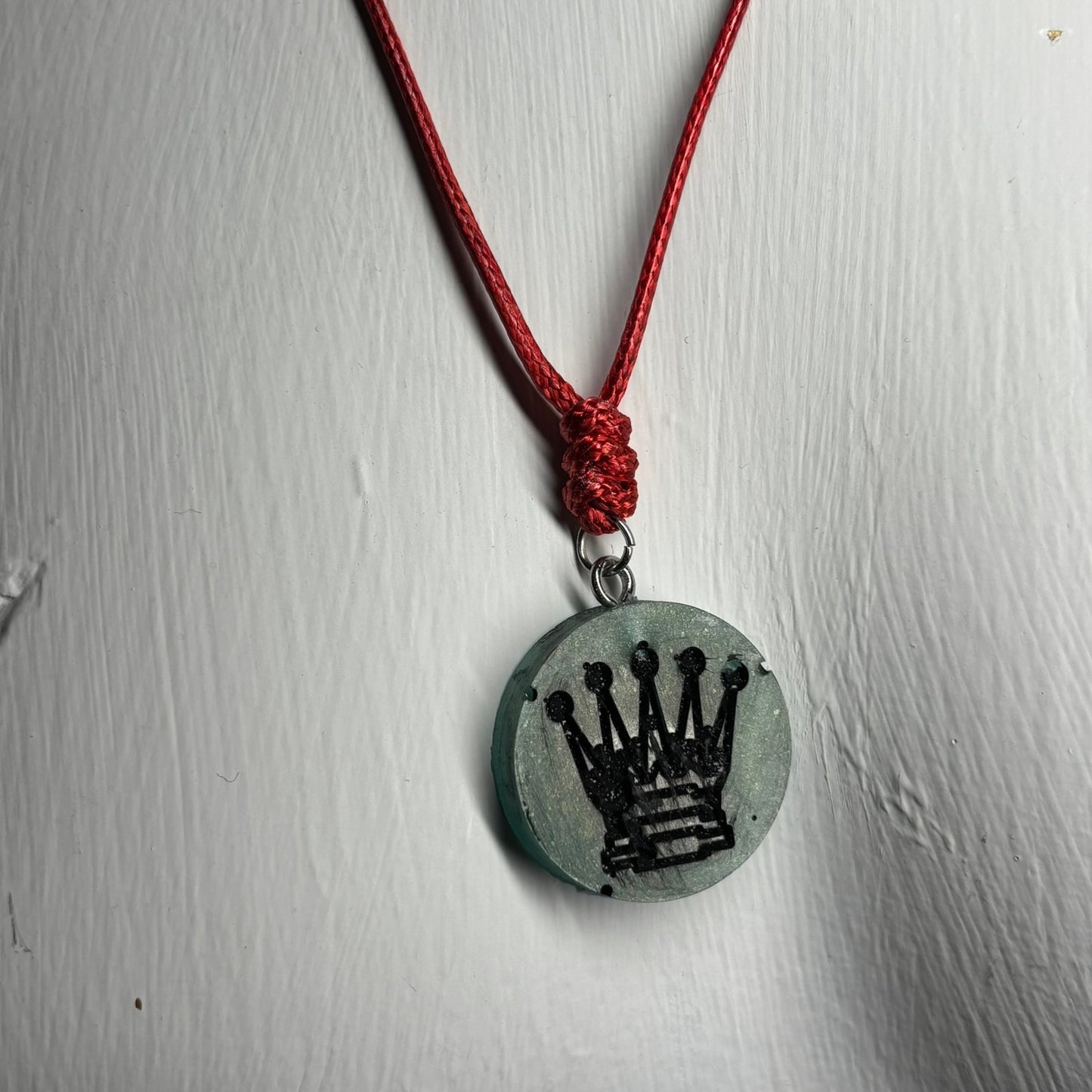 Lush Green Queen - Handmade Resin Chess Necklace