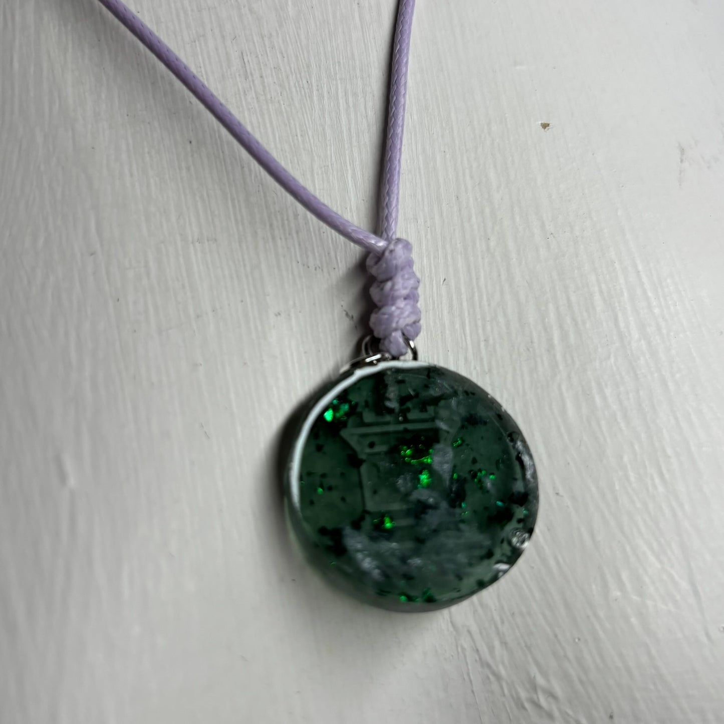Crystal Green Rook - Handmade Resin Chess Necklace