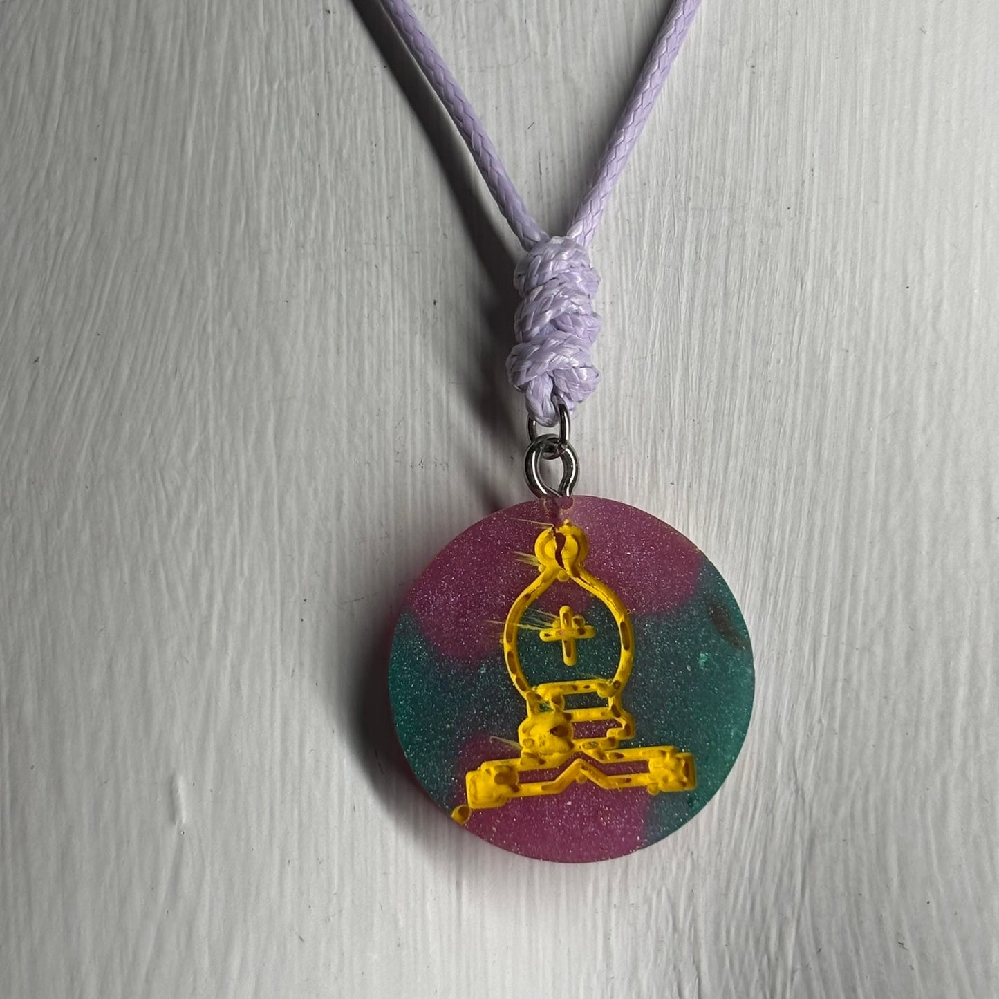 Color Swirl Bishop - Handmade Resin Chess Necklace