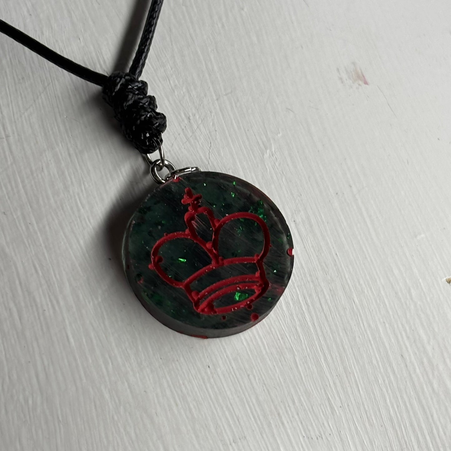 Forest Green King - Handmade Resin Chess Necklace