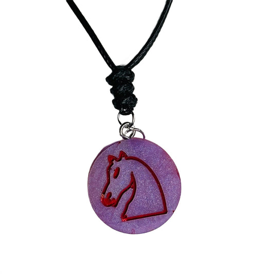 Purple Knight - Handmade Resin Chess Necklace