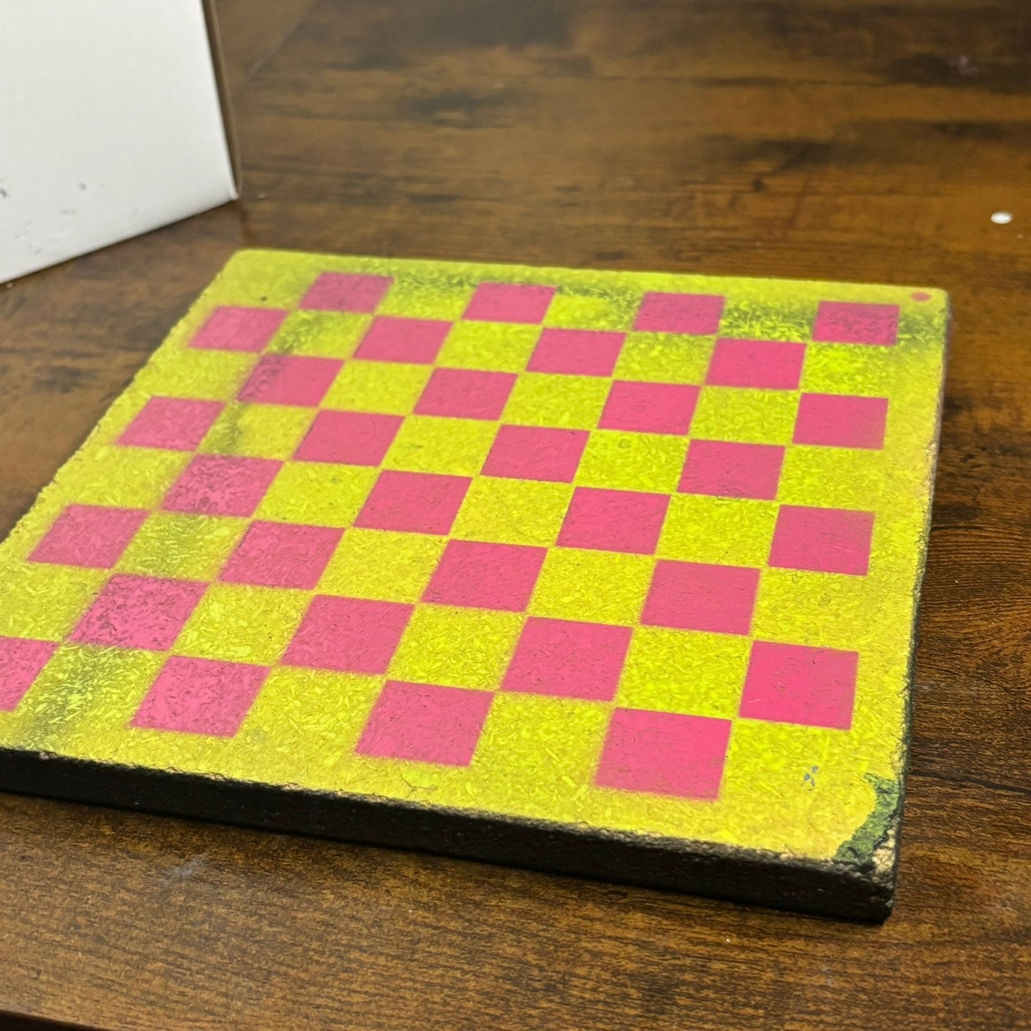 Lime Green Pink - Painted Double Sided Chess Board