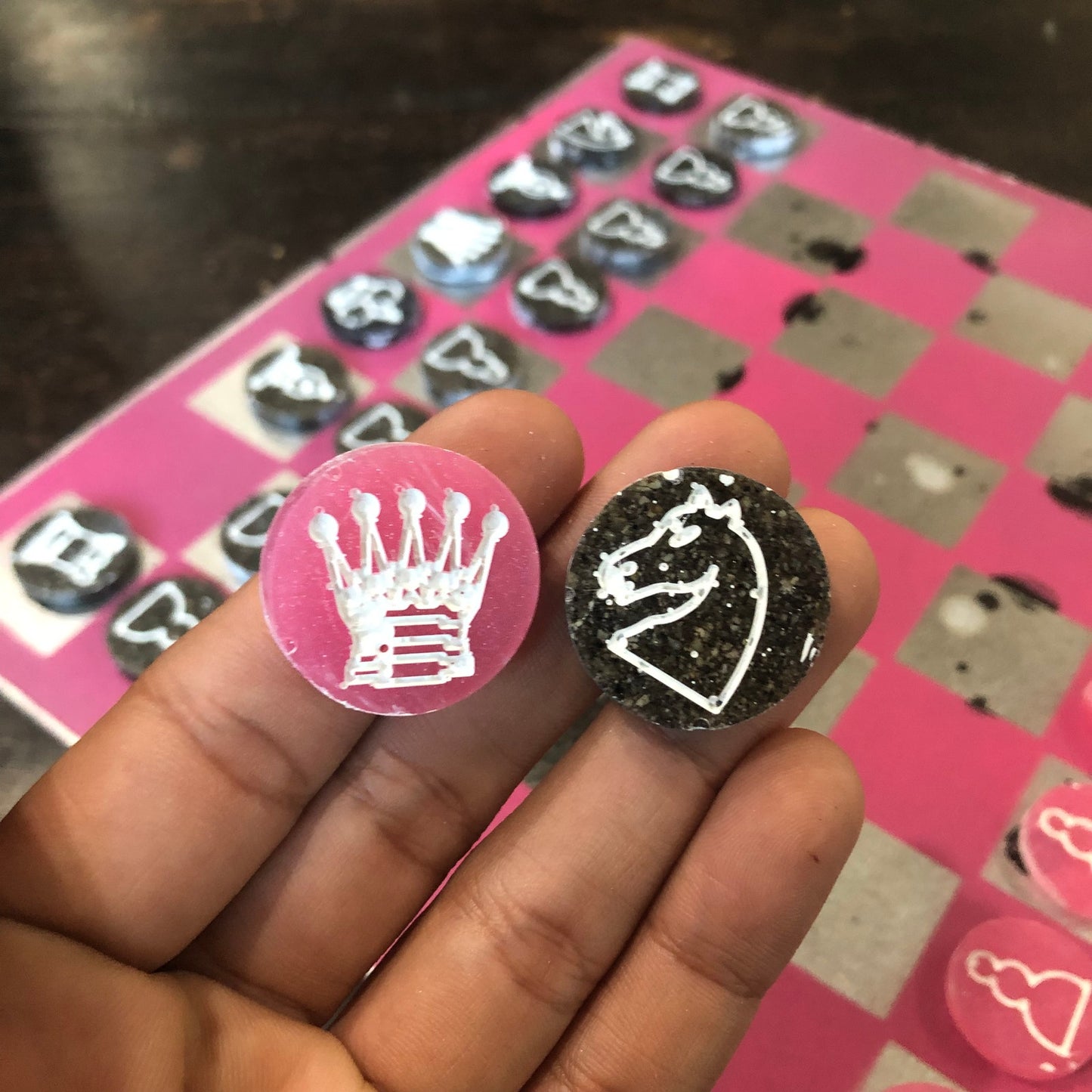 Chrome Fade Pink - Painted Chess Set