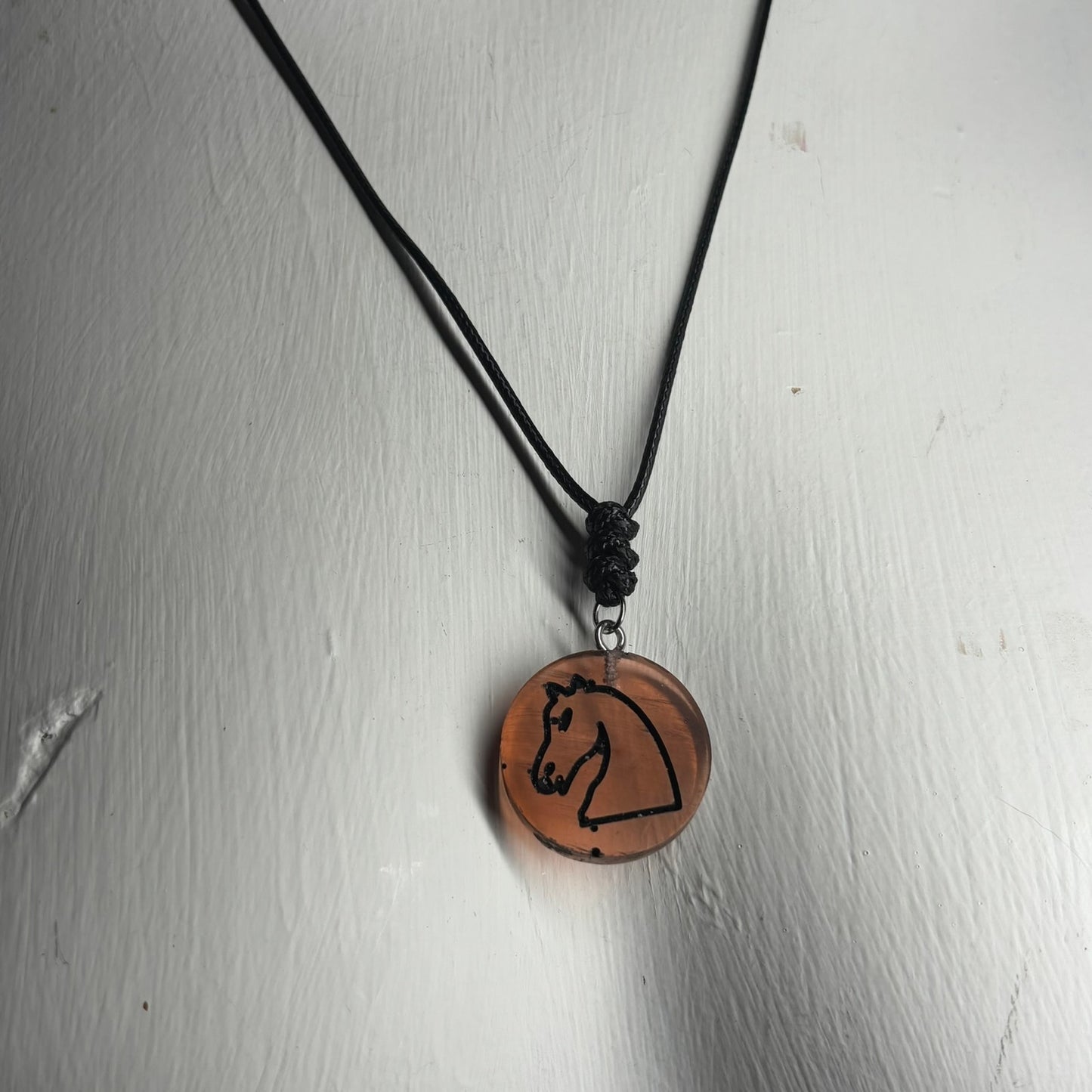 Orange Horse - Handmade Resin Chess Necklace