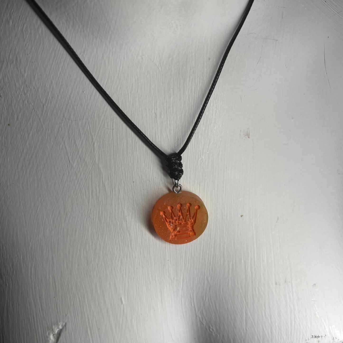 Sunset Orange Queen - Handmade Resin Chess Necklace