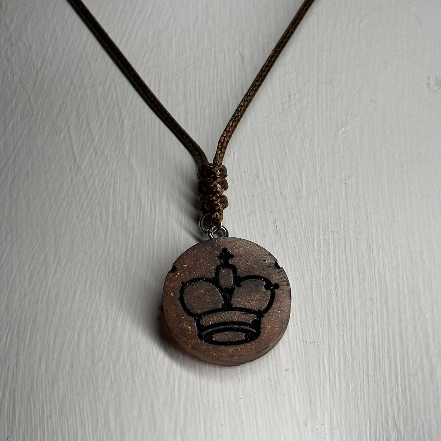 Fabulous Brown King - Handmade Resin Chess Necklace
